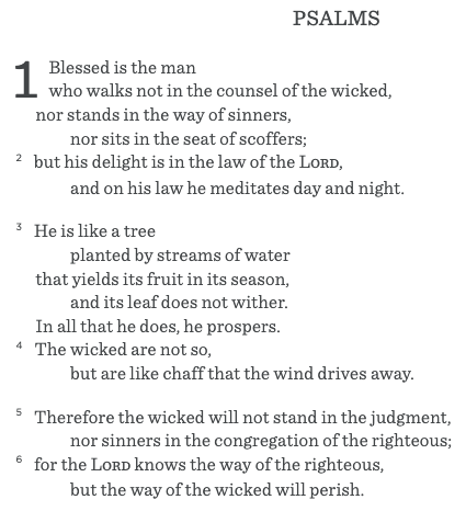 Try reading the First Letters Only for Psalm 1.&nbsp;&nbsp;