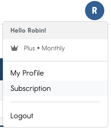 Screenshot of how to access the subscription page in DittoSheets