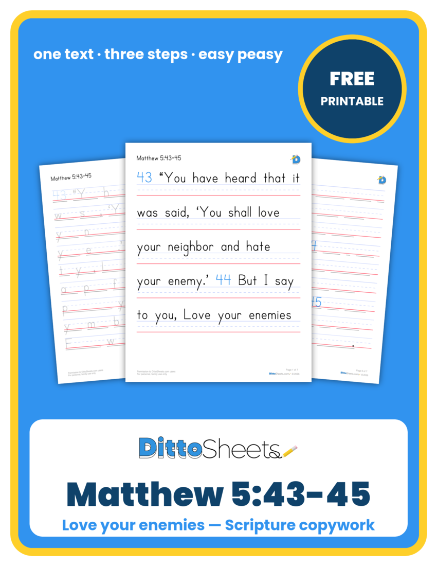 Matthew 5:43-45 printable worksheet preview
