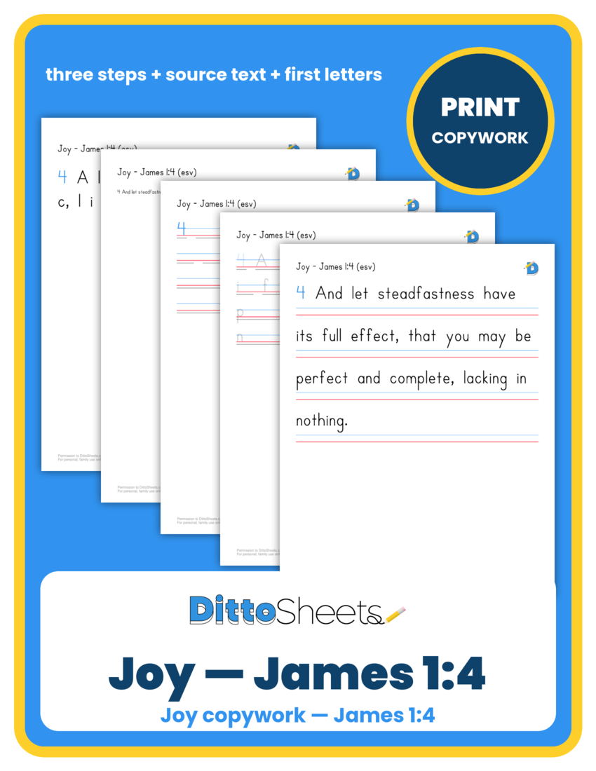 Preview of the Joy — James 1:4 Copywork printable worksheet