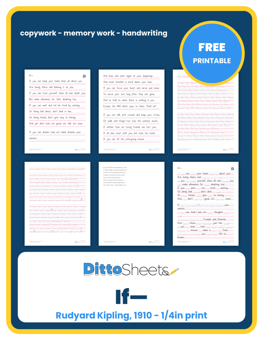 If— Copywork printable worksheet preview