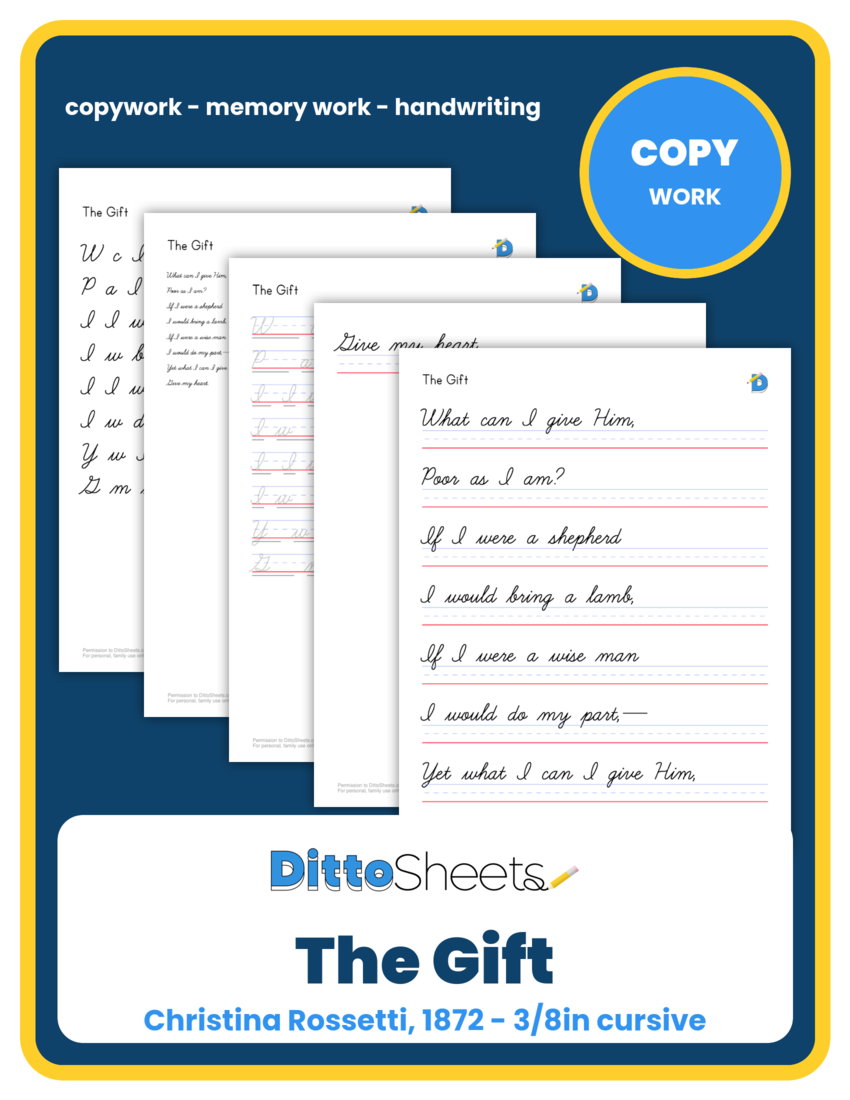 The Gift Copywork printable worksheet preview
